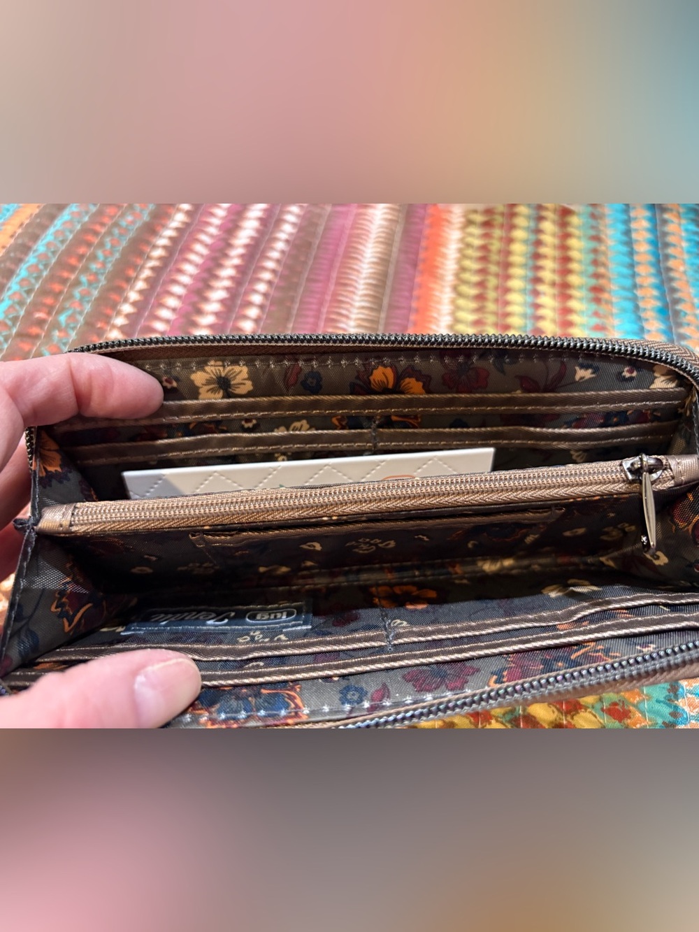 lug Gray Quilted Zip-Around Wallet - Picture 7 of 8
